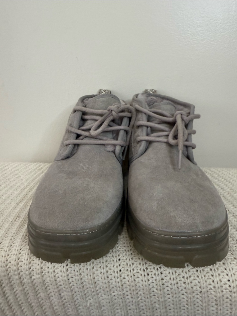 UGG Neumel Cozy Grey Suede Lace-Up Ankle Boots in size 8 - Picture 3 of 15
